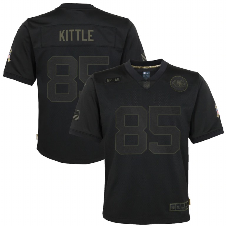 NFL San Francisco 49ers #85 George Kittle Nike Youth 2020 Salute to Service Game  Black jerseys->women nfl jersey->Women Jersey